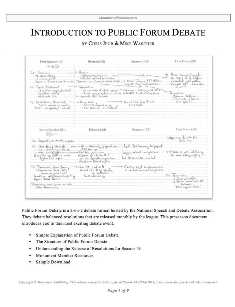 IntroductiontoPublicForumDebate Monument Members